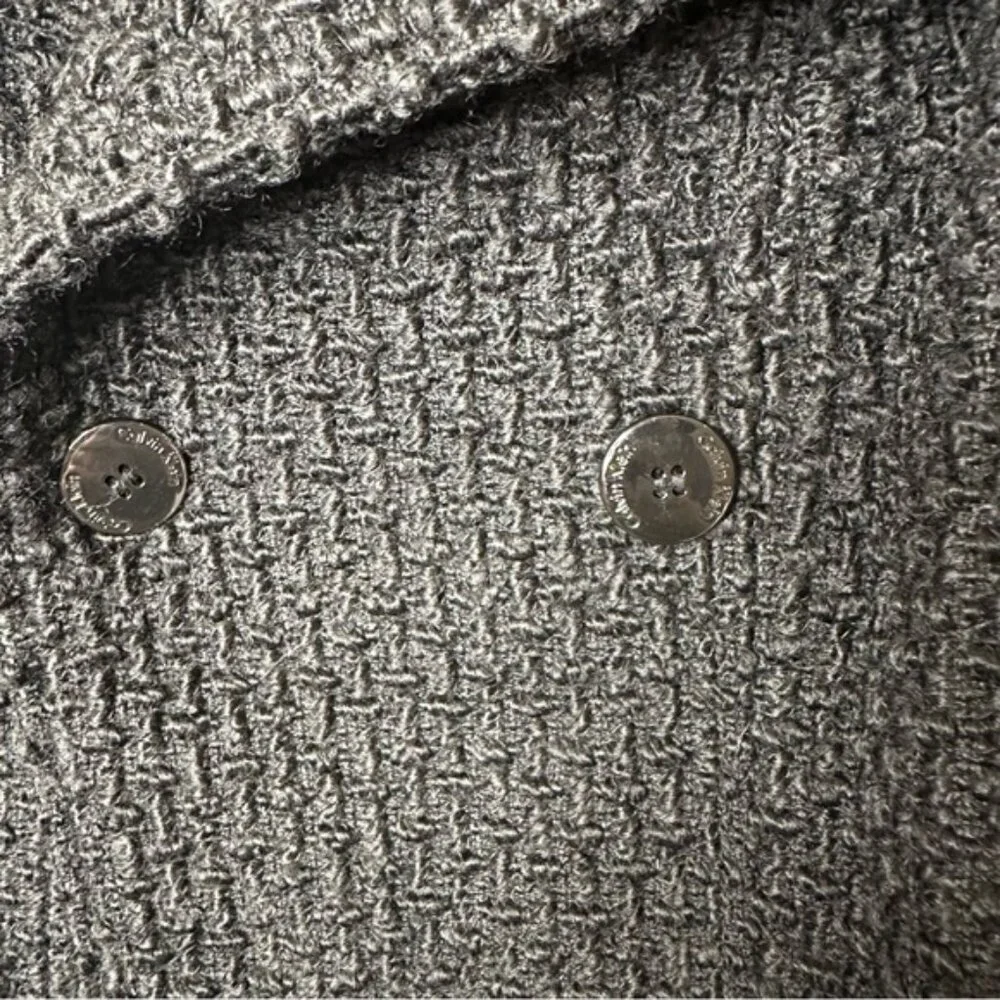 Calvin Klein Wool Knit Pea Coat Belt Warm Pockets Collar size 12p - Picture 10 of 12